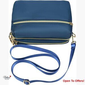 Water Repellent Nylon Crossbody Bag with Multi-Zipper Pockets